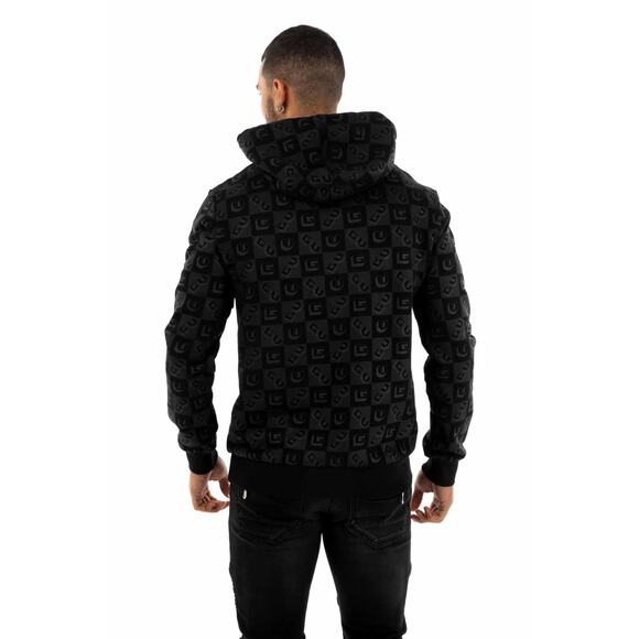 Avenue George V Paris Men's Rhinestone Logo All Over Print Hoodie Sweatshirt - Picture 2 of 2